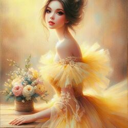 Пазл: Девушка в желтом