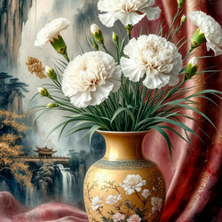 Пазл: Букет цветов в китайской вазе