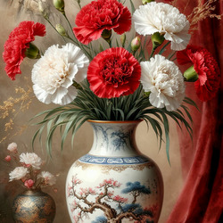 Пазл: Букет цветов в китайской вазе