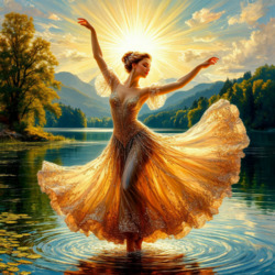 Пазл: Парящая в танце над озером