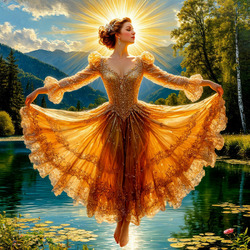 Пазл: Парящая в танце над озером