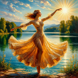 Пазл: Парящая в танце над озером