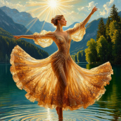 Пазл: Парящая в танце над озером