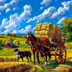 Пазл: Перевозка соломы
