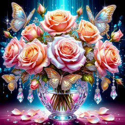 Пазл: Розы с хрустальными подвесками