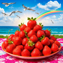 Пазл: Блюдо с клубникой