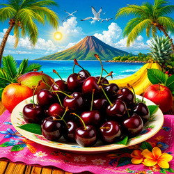 Пазл: Блюдо с черешней