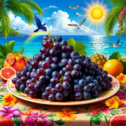 Пазл: Блюдо с виноградом