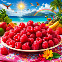 Пазл: Блюдо с малиной