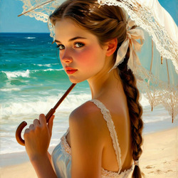 Пазл: Под белым зонтиком