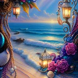 Пазл: Фонари на берегу