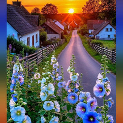 Пазл: Мальвы у дороги