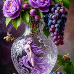 Пазл: Камелии в вазе с орнаментом