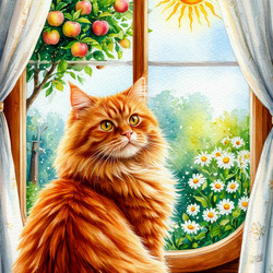 Пазл: Кошка на окошке