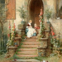 Пазл: На крыльце 