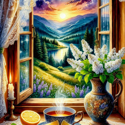 Пазл: Вид из открытого окна