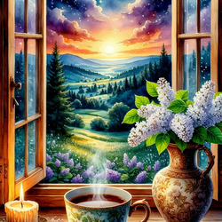 Пазл: Вид из открытого окна