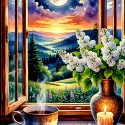 Пазл: Вид из открытого окна