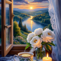 Пазл: Вид из открытого окна