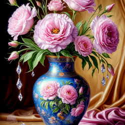 Пазл: Ваза с букетом эустомы