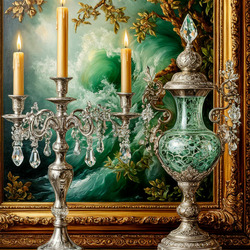 Пазл: Канделябр и хрустальная ваза