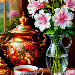Пазл: Натюрморт с самоваром