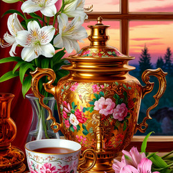 Пазл: Натюрморт с самоваром