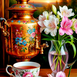 Пазл: Натюрморт с самоваром