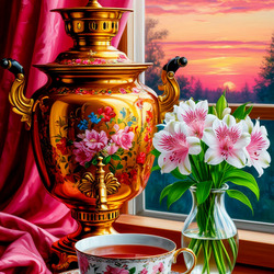 Пазл: Натюрморт с самоваром