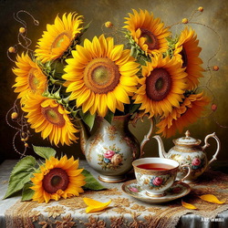 Пазл: Натюрморт с подсолнухами