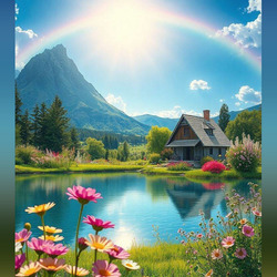 Пазл: Домик у озера