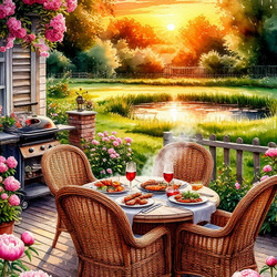 Пазл: Летний вечер на даче