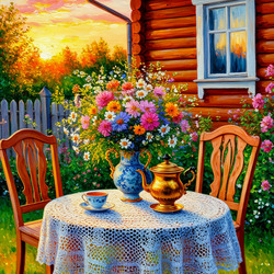Пазл: Летний вечер на даче