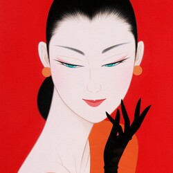 Пазл: Черные перчатки на красном