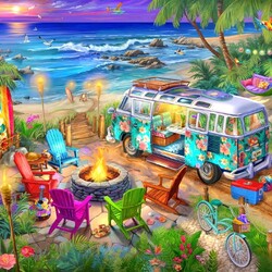 Пазл: Кемпинг на берегу моря