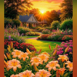 Пазл: Лилии в саду