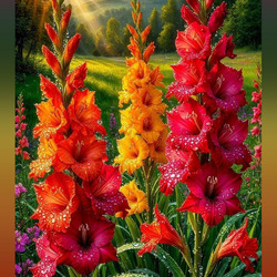 Пазл: Гладиолусы после дождя