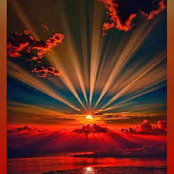 Пазл: Багровый закат над морем