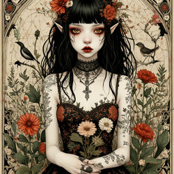 Пазл: Девушка и птица