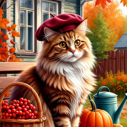 Пазл: Осенний котик