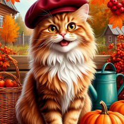 Пазл: Осенний котик