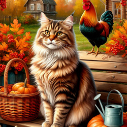 Пазл: Осенний котик