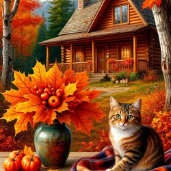 Пазл: Осенний котик