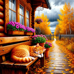 Пазл: Осенний котик