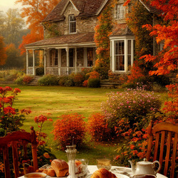 Пазл: Завтрак в осеннем саду