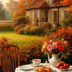 Пазл: Завтрак в осеннем саду