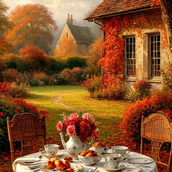Пазл: Завтрак в осеннем саду