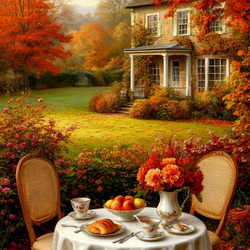 Пазл: Завтрак в осеннем саду