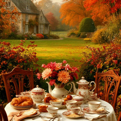 Пазл: Завтрак в осеннем саду