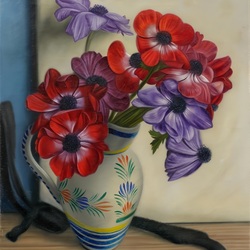 Пазл: Цветочный натюрморт с анемонами